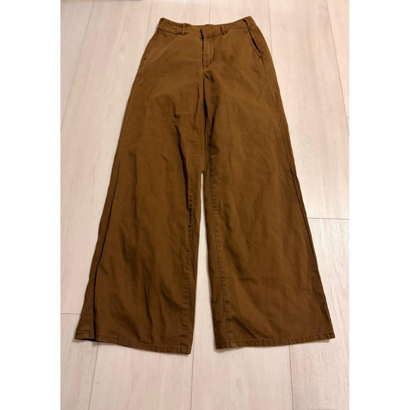 Good American Pants - Good American Good Skate Cotton Wide Leg Trouser Pants Sz 0 / 25 - Brown GSKP531
